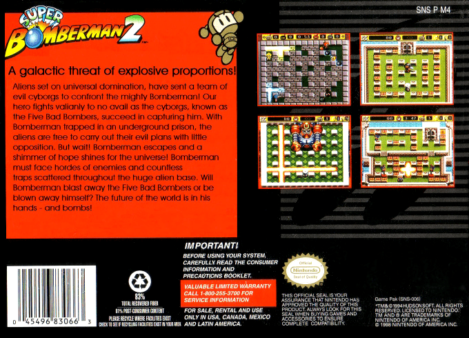 Super Bomberman 2 — Box back