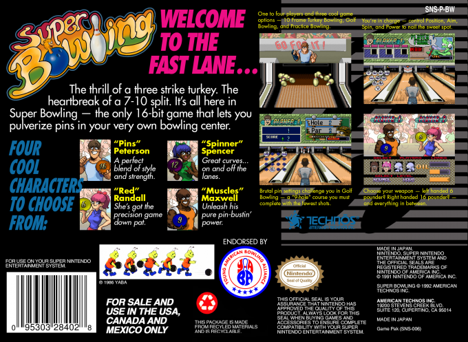 Super Bowling — Box back
