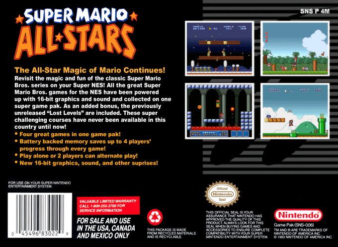 Super Mario All-Stars — Box back