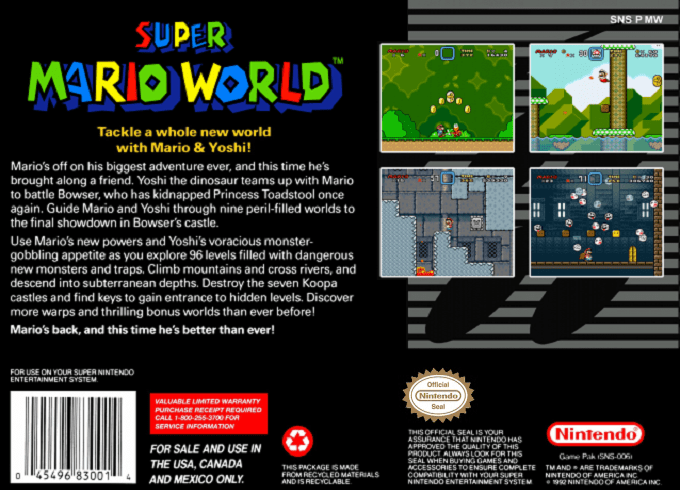 Super Mario World — Box back