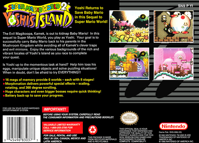 Super Mario World 2 : Yoshi's Island — Box back