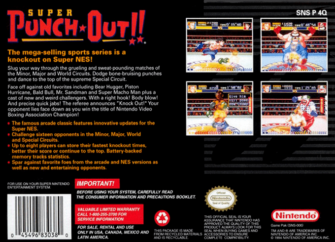 Super Punch-Out!! — Box back