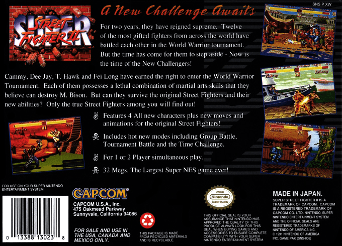 Super Street Fighter II — Box back