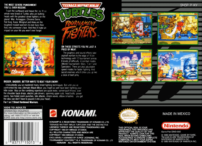 Teenage Mutant Ninja Turtles : Tournament Fighters — Box back