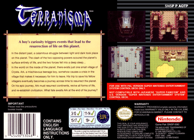 Terranigma — Box back