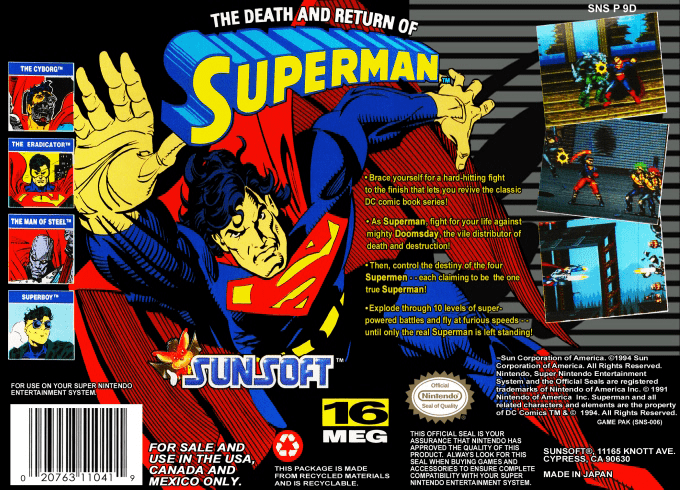 The Death and Return of Superman — Box back