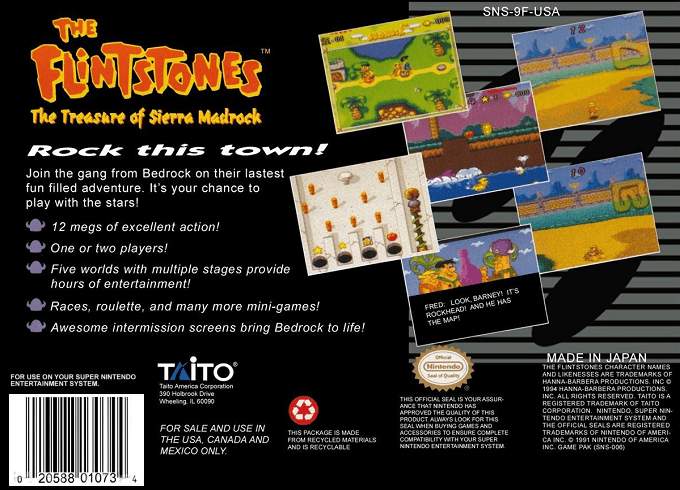 The Flintstones : The Treasure of Sierra Madrock — Box back