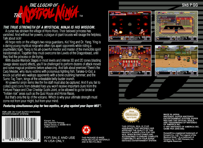 The Legend of the Mystical Ninja — Box back