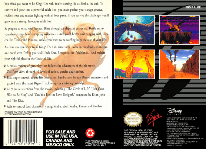 The Lion King — Box back