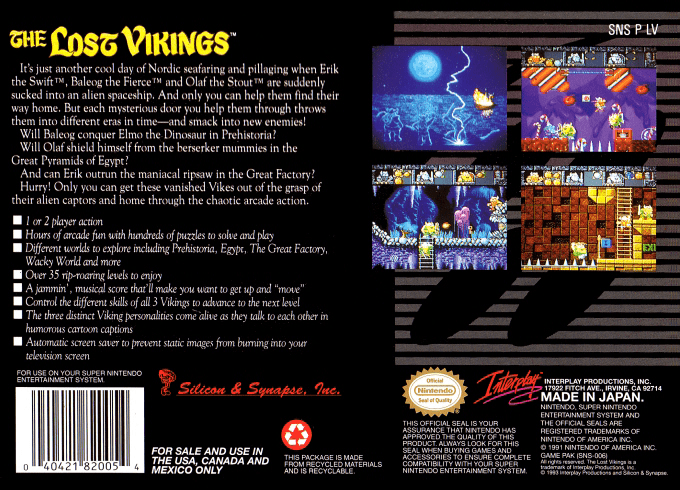 The Lost Vikings — Box back