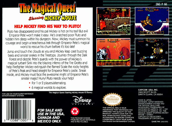 The Magical Quest Starring Mickey Mouse — Box back