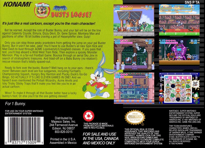 Tiny Toon Adventures : Buster Busts Loose! — Box back