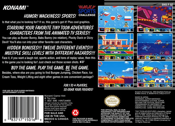 Tiny Toon Adventures : Wacky Sports Challenge — Box back