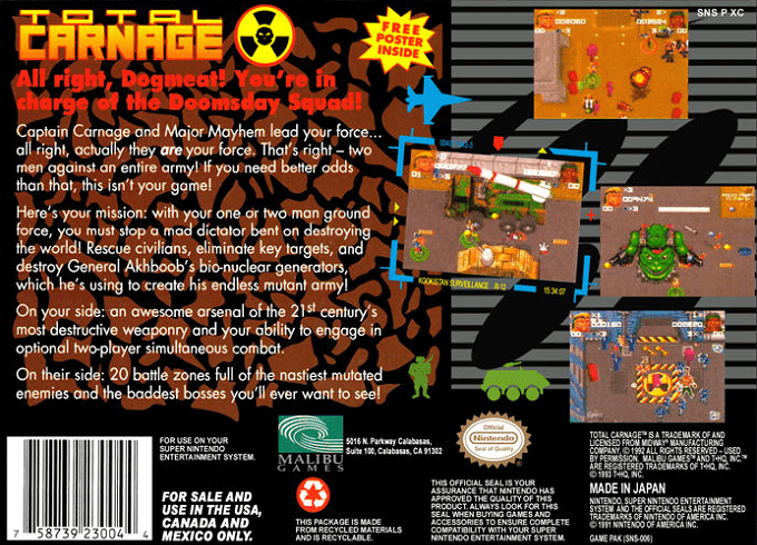 Total Carnage — Box back