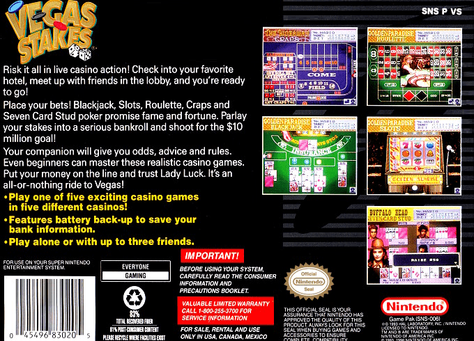 Vegas Stakes — Box back