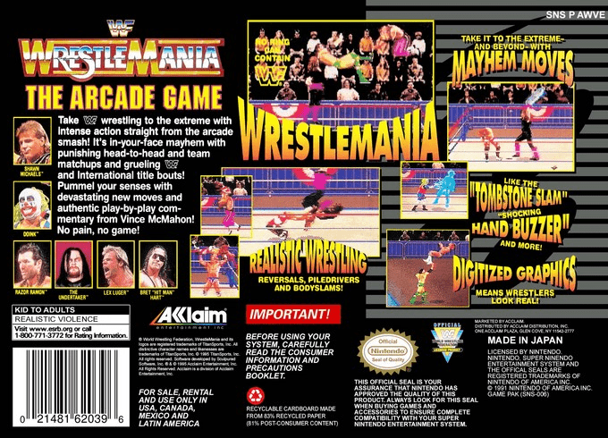 WWF WrestleMania : The Arcade Game — Box back