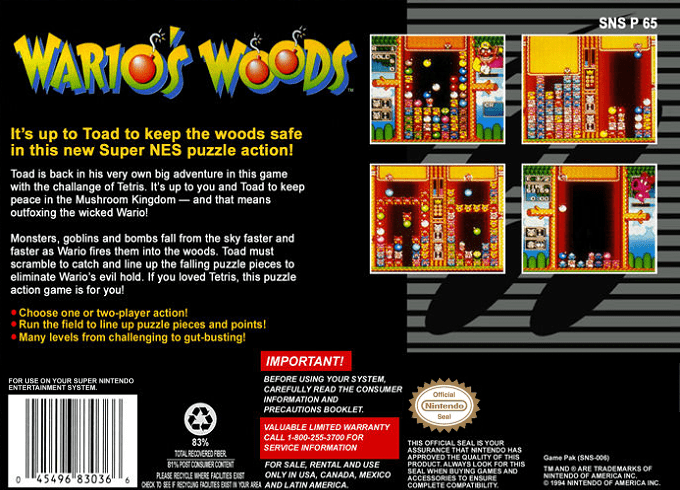 Wario's Woods — Box back
