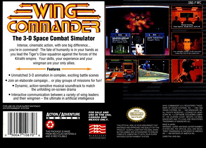 Wing Commander — Box back
