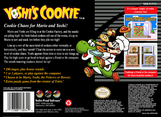 Yoshi's Cookie — Box back