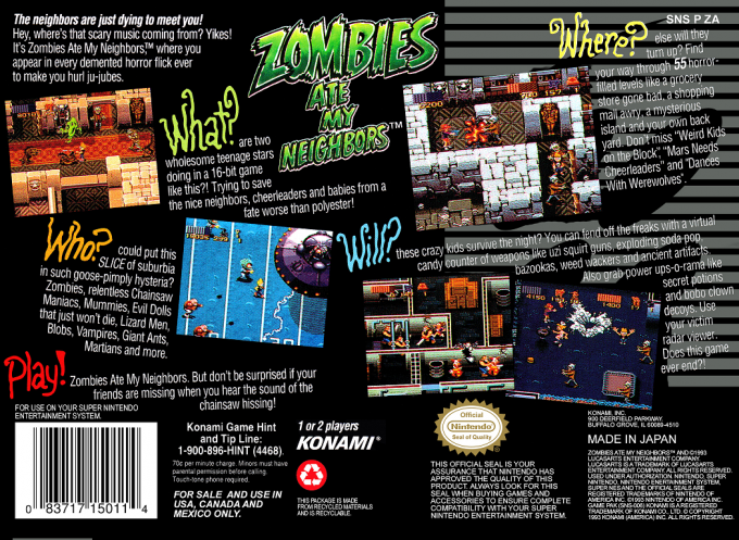 Zombies Ate My Neighbors — Box back