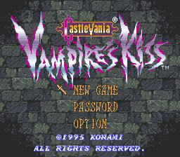 Castlevania : Dracula X — Title screen