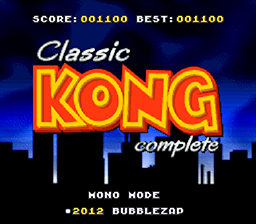 Classic Kong Complete — Title screen