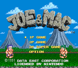 Joe & Mac — Title screen