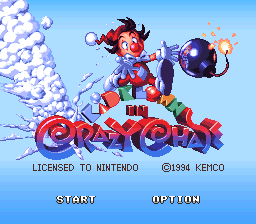 Kid Klown in Crazy Chase — Title screen