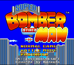 Super Bomberman — Title screen