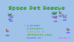 Space Pet Rescue — Title screen
